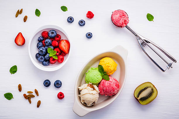 istock Colorful ice cream with mixed berry raspberry ,blueberry ,strawb 622051136