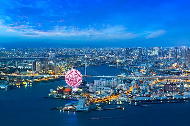 Osaka bay at dusk, Osaka Japan