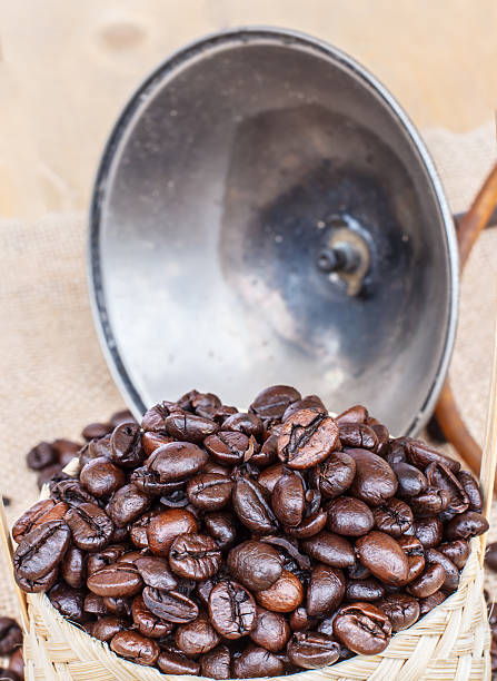 istock Coffee beans in a bamboo basket 622054486