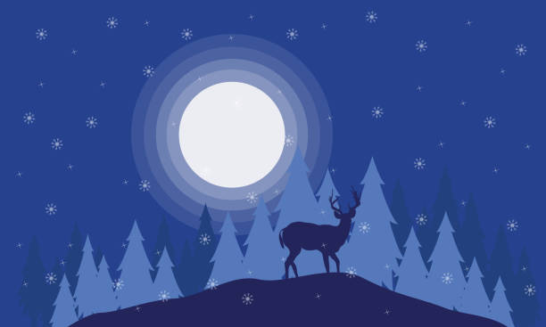 istock Silhouette of deer on the field Christmas scenery 622055402