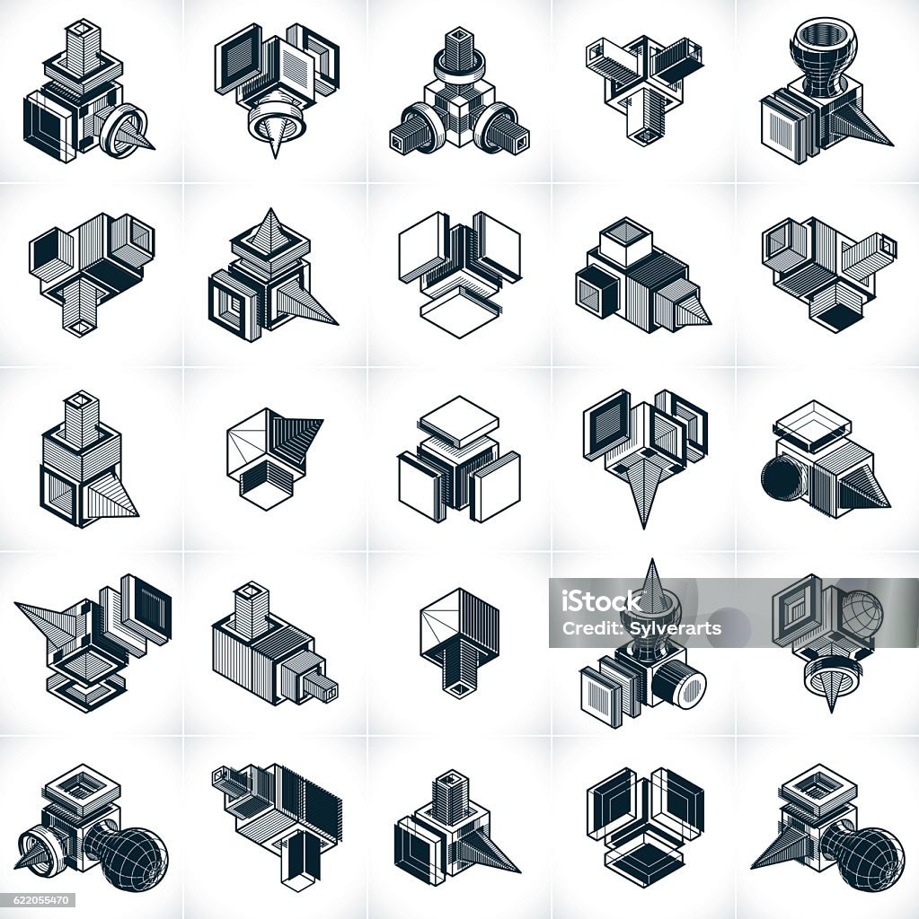 Simple Engineering Shapes Indesign Engineering Abstract Geometric Shapes Simple Vectors Set Stock ...