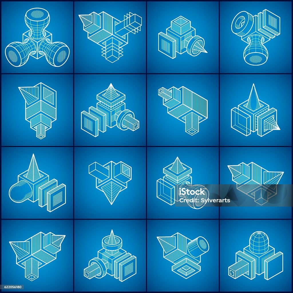 Engineer Abstract Shape Engineering Abstract Shape Vectors Set Stock Illustration - Download ...