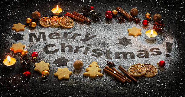 istock Christmas background with a gingerbread Candles Snowfall 622056368