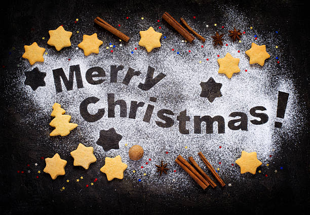 istock Christmas background with a gingerbread Cinnamon Snowfall 622056390
