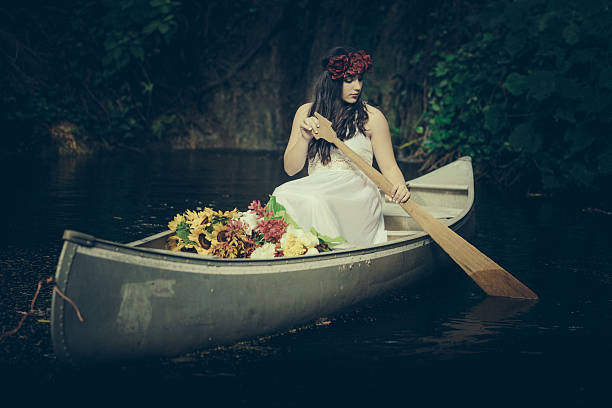 Mystic teen on canoe