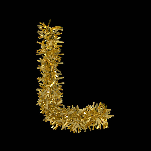 Letter L Made From Gold Christmas Tinsel Isolated On Black Stock Photo -  Download Image Now - iStock