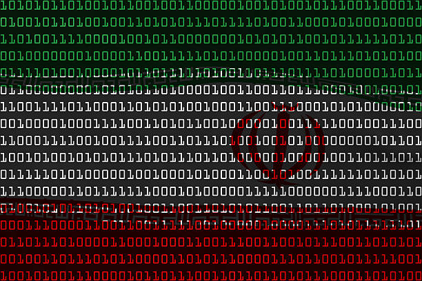 Iranian Technology Concept - Flag of Iran in Binary Code stock photo