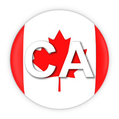 Canada Flag Button with Two Letter Country ISO Code 3D Illustration