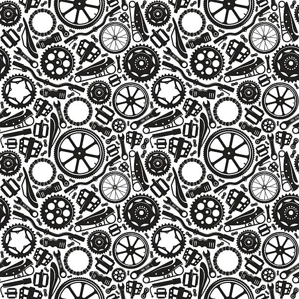 Vector illustration of Seamless pattern with image of bicycle details