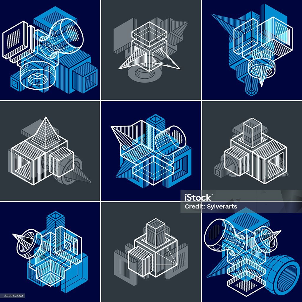 Simple Engineering Vector Different Engineering Constructions Collection Abstract Vectors Stock ...