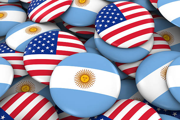 istock USA and Argentina Flag Badges Background 622062696