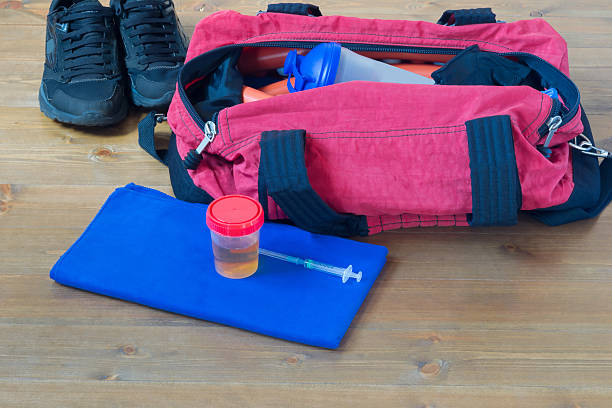 istock Fitness tests in a bag with things 622062900