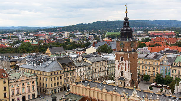 istock Top view of cloth hall in main market square . 622065968
