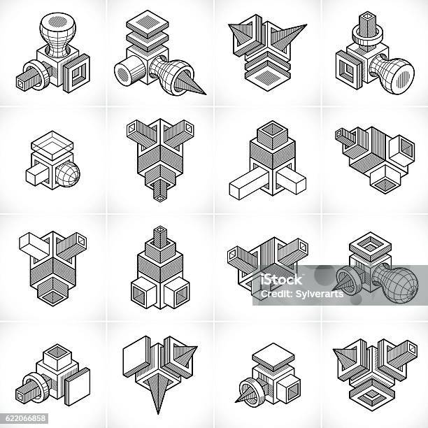 Engineer Abstract Shape Engineering Abstract Shape Vectors Set Stock Illustration - Download ...