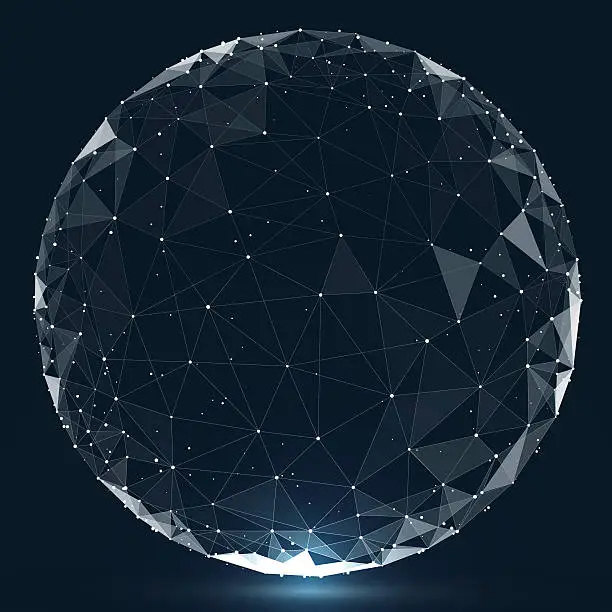 Vector illustration of Point, line, surface composed of circular graphics, Global network connection.
