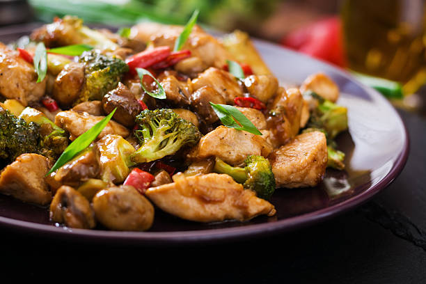 istock Stir fry with chicken, mushrooms, broccoli and peppers 622068290