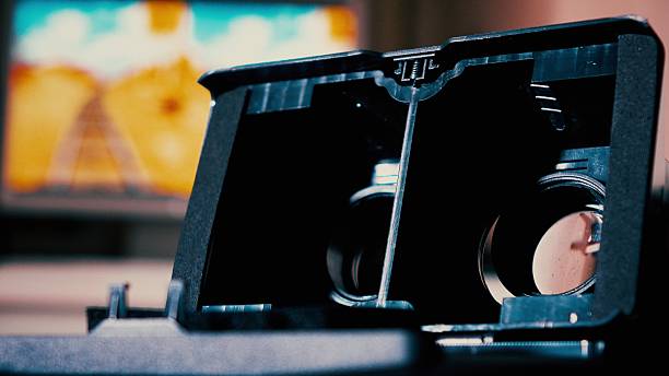 istock Open virtual reality glasses. Affordable VR headset for modern mobile 622069468
