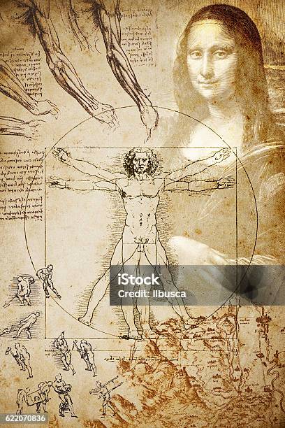 Leonardos Sketches And Drawings Composition Stock Photo - Download Image Now - Leonardo Da Vinci, Art, Mona Lisa Homage