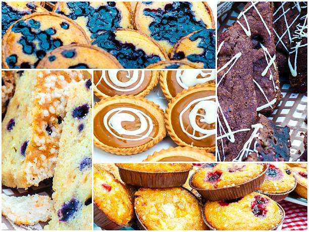 Photo collage of traditional British cakes