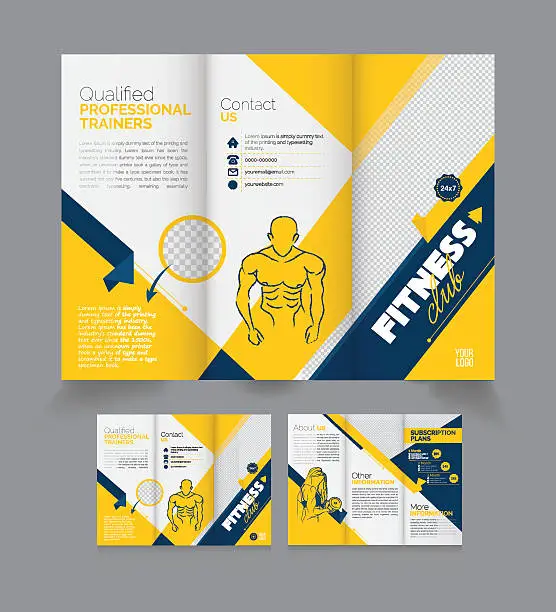 Vector illustration of Tri Fold Fitness Brochure Design Template