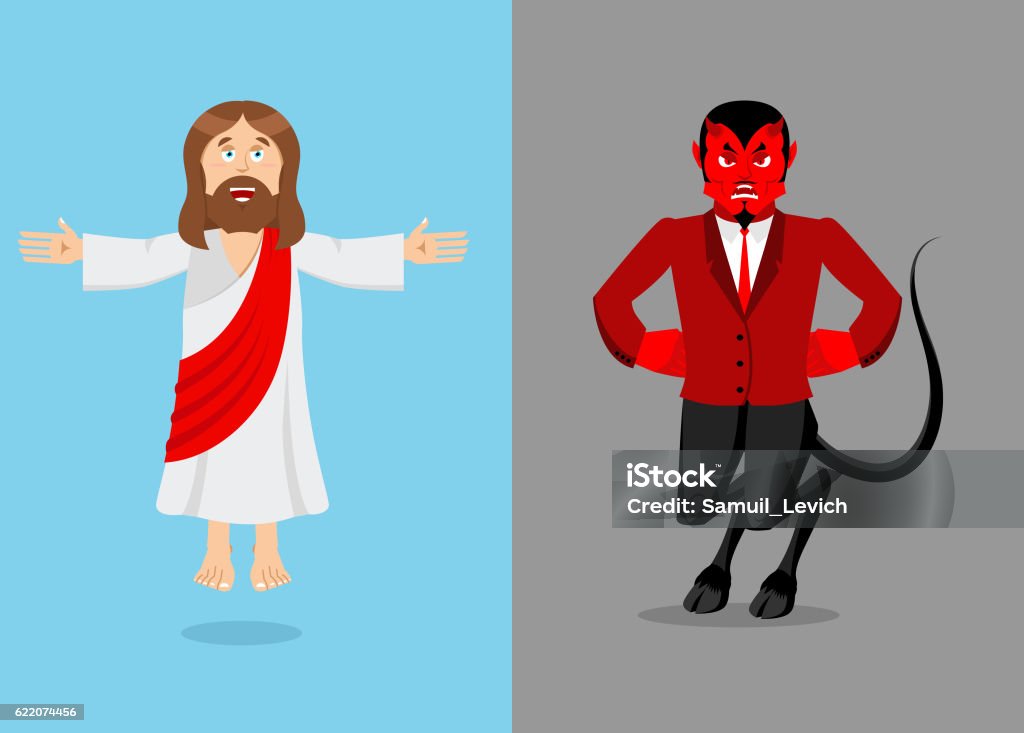 예수 악마 그리스도와 사탄 0명에 대한 스톡 벡터 아트 및 기타 이미지 - 0명, 기도하기, 기독교 - iStock
