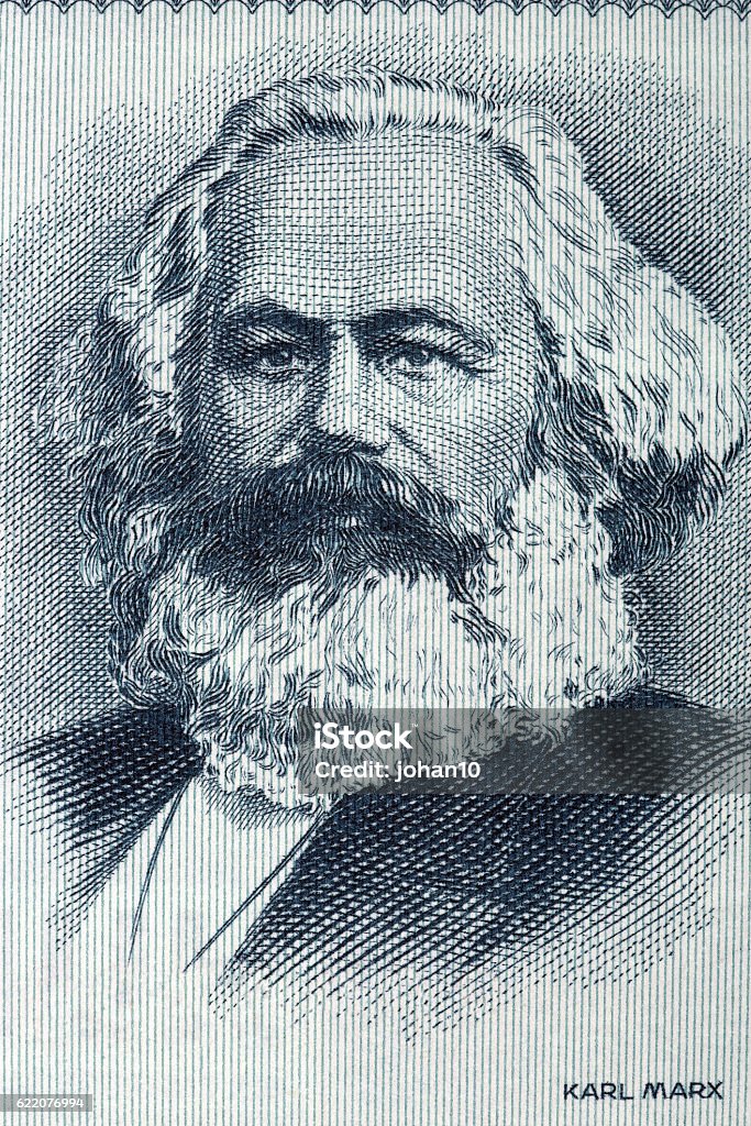 Karl Marx portrait from old German money Karl Marx portrait from old German money - one hundred Mark's Karl Marx Stock Photo