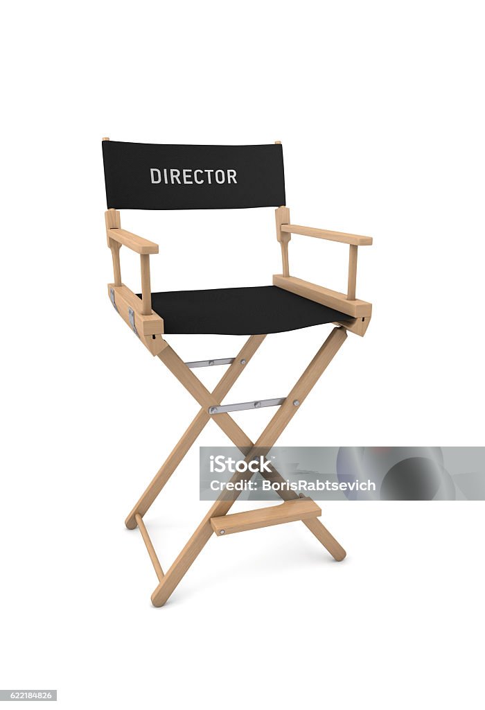 Film director's chair isolated on white. 3D rendering Film director's chair isolated on white background. 3D rendering Arts Culture and Entertainment Stock Photo