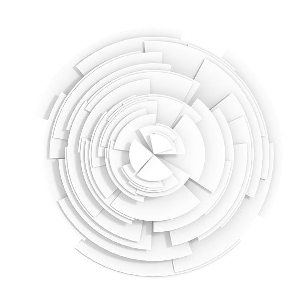 abstract white pie chart - circle digital composite abstract pattern imagens e fotografias de stock