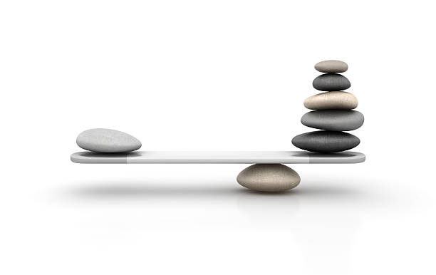 istock Seesaw with Stones Pebble - White background - 3D Rendering 622184982