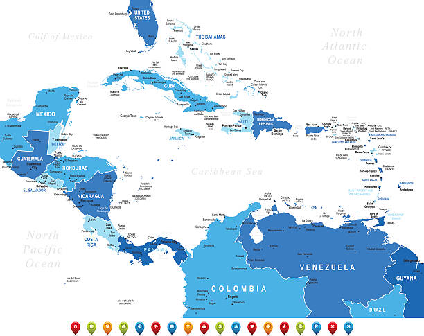 ameryka środkowa - central america map belize honduras stock illustrations