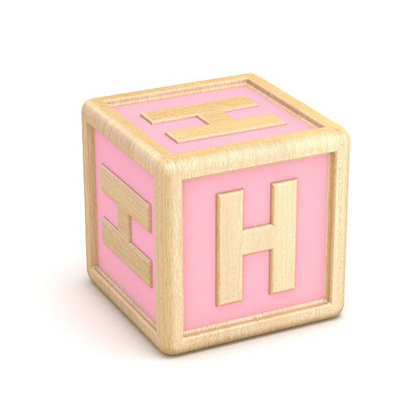 istock Letter H wooden alphabet blocks font rotated. 3D 622187538