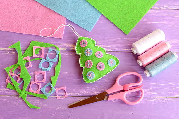 istock Christmas DIY background. Children winter crafts project 622188604