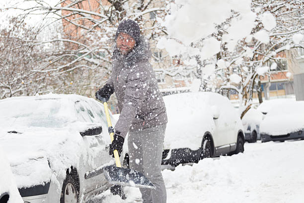 istock Man shoveling snow in winter. 622190922