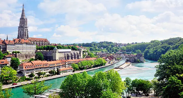 Bern cityscape on a sunny summer day, Switzerland