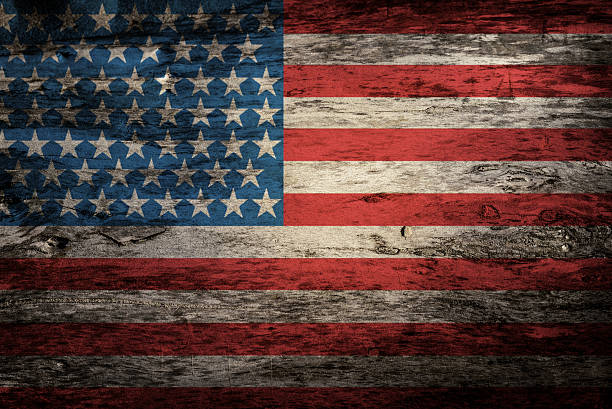 Cтоковое фото США флаг на деревянной текстуре