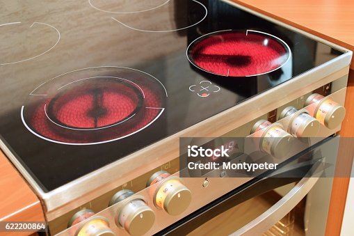 istock Electric ceramic stove inside the kitchen. Home interiors. 622200864