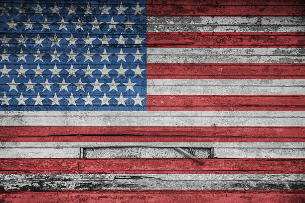 istock USA Flag background on wooden texture 622200946