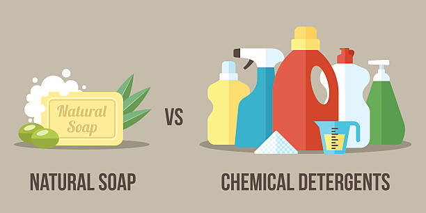 ilustraciones, imágenes clip art, dibujos animados e iconos de stock de jabón vs detergentes - chemical merchandise cleaning product domestic life