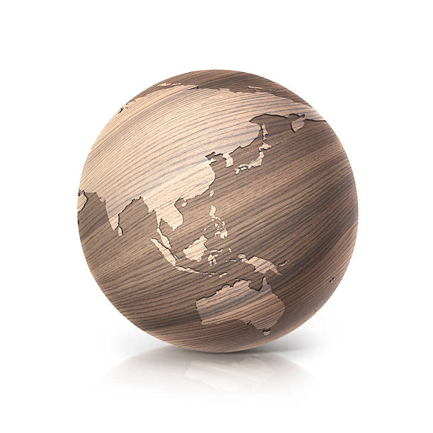 istock oak wood globe 3D illustration asia and australia map 622211884