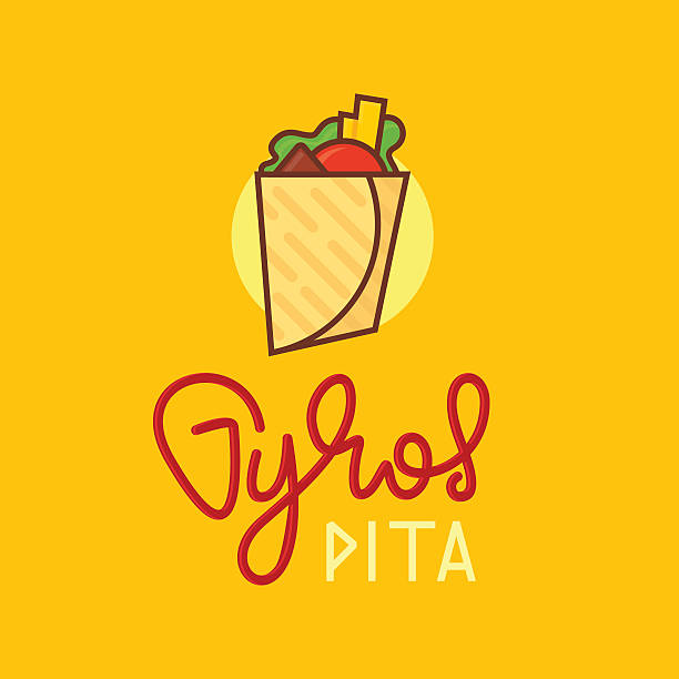 Gyros pita logo Gyros pita handwriting lettering logo. Vector illustration greek pita stock illustrations