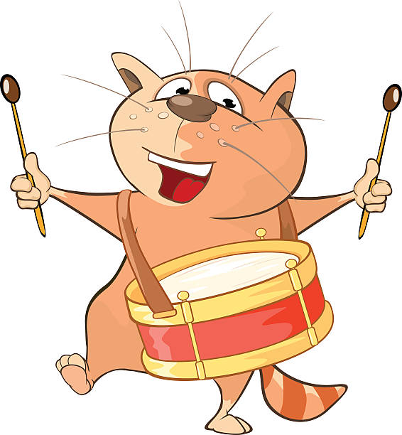 istock Illustration of Cute Cat Drummer Cartoon Character 622214550