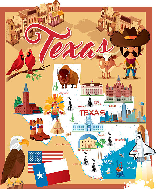 ilustrações, clipart, desenhos animados e ícones de mapa de desenhos animados do texas - rio grande illustrations