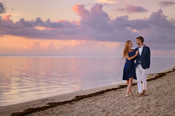 istock Beautiful romantic couple on a tropical beach 622219186
