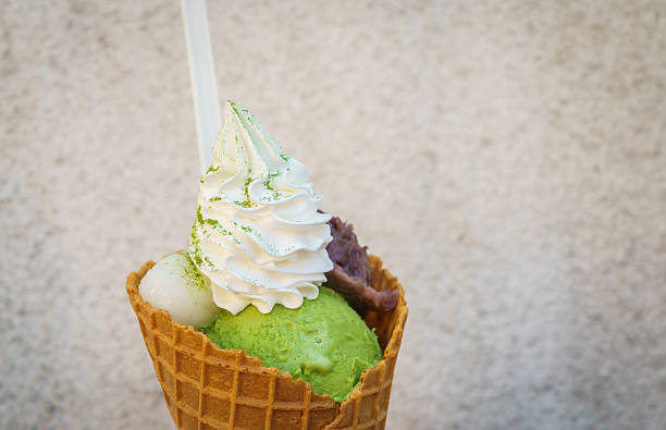 istock Green tea ice cream with Azuki beans and Mochi 622219918