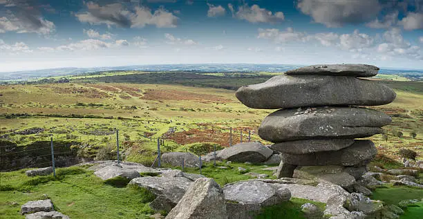 The Cheeswring, a natural rock formation on Stowe's Hill in the Bodmin Moor near Minions in Cornwall.