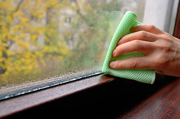 istock Cleaning water  condensation on window 622223680