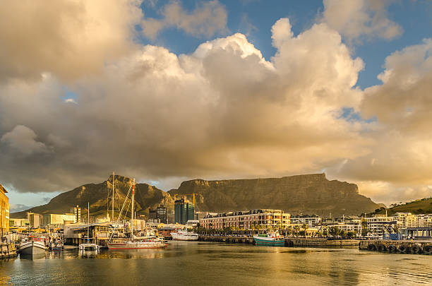 istock Cape Town harbor, Waterfront sunset. Table mountain, South Africa 622225394