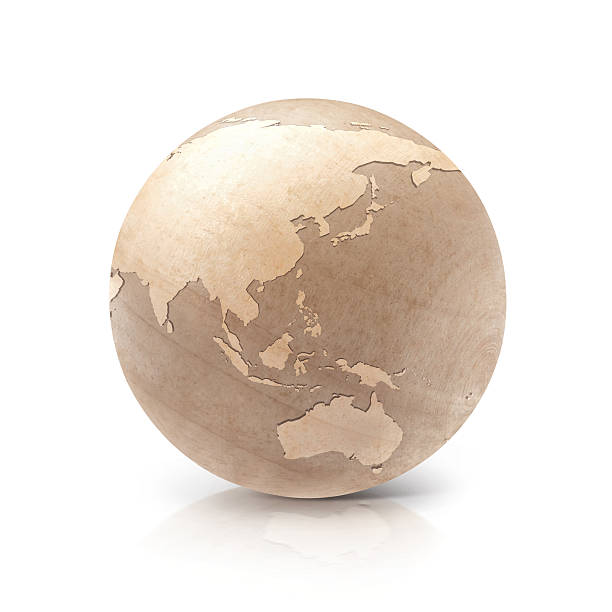 istock Wood globe 3D illustration Asia & Australia map 622225702