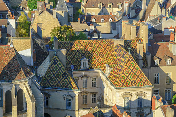 Aerial view of the historic center of Dijon stock photo