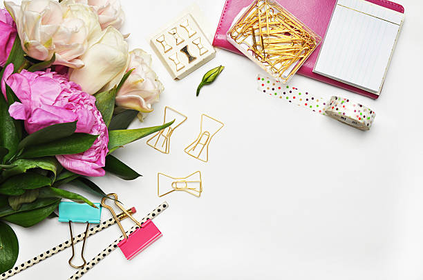 istock Flat lay. Flower on the table. Mock-up background. Peonies 622278114